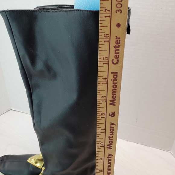 Genshin Impact Alhaitham Cosplay Tall Black Boots Gold Accent Toe Chunky Size 7 - Picture 6 of 9
